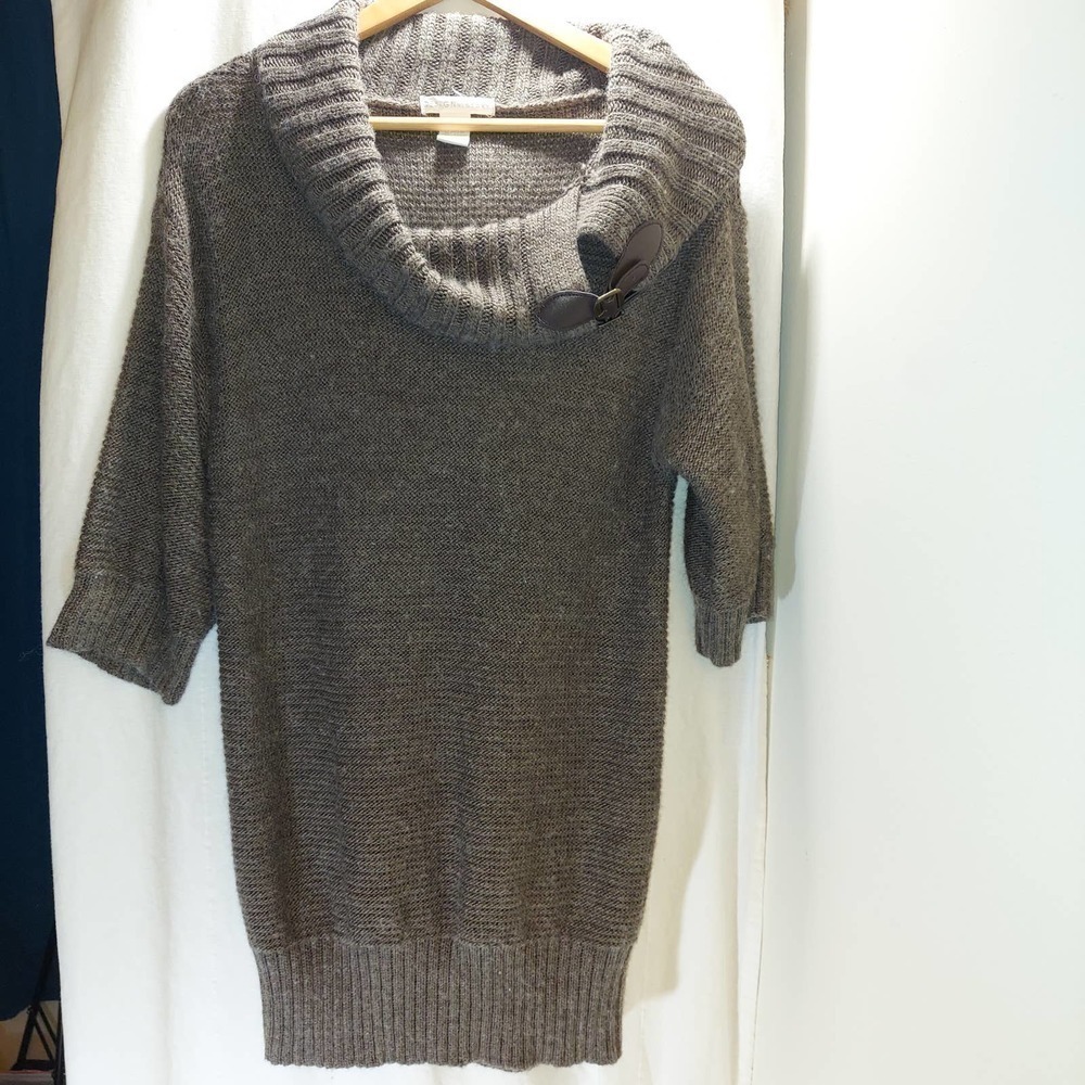 𝅺design History Brown Rib Knit Mock Turtle Women's Sweater,  Medium